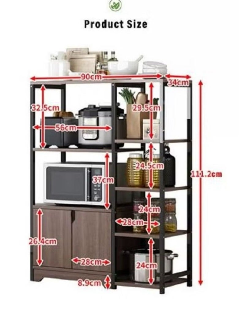 وحدات أرفف المطبخ حامل توابل المطبخ مع خزانة تخزين ، أسود - Image 3